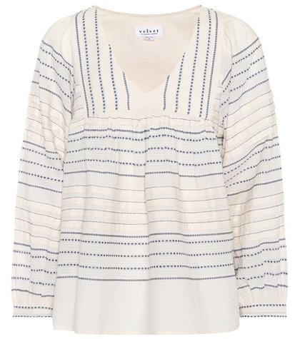 Velvet Mixed Stripe Cotton Top