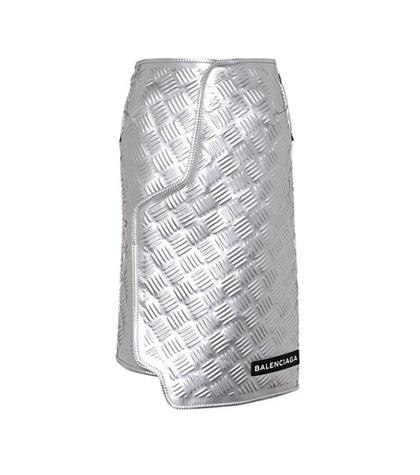 Balenciaga Embossed Metallic Leather Skirt