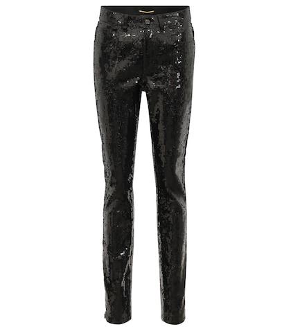 Saint Laurent Sequinned Cotton-blend Pants
