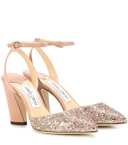 Jimmy Choo Micky 85 Leather And Glitter Sandals