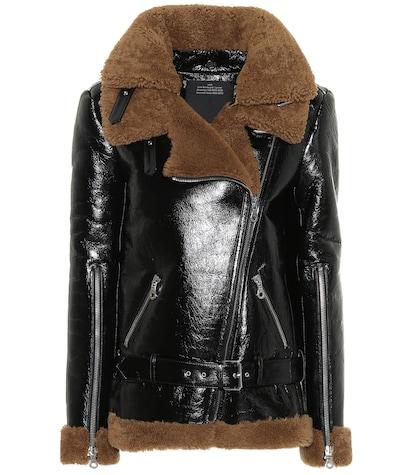 Rokh Shearling Patent Leather Jacket
