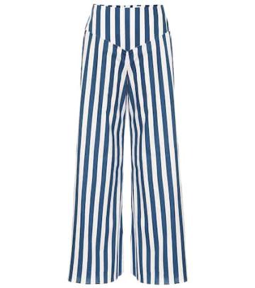 Alexandra Miro Palazzo Striped Cotton Pants