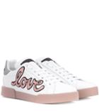 Perfect Moment Embellished Leather Sneakers