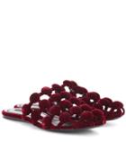 Off-white Velvet Slip-on Sandals