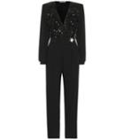 Alessandra Rich Embellished Stretch Wool Jumpsuit