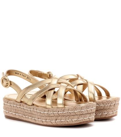 Miu Miu Leather Espadrille Sandals