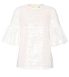 Jimmy Choo White Sequin-embellished Top