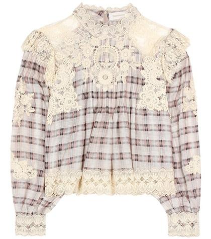 Zimmermann Bowerbird Silk And Linen Plaid Top