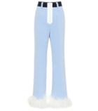 Miu Miu Feather-trimmed Tech-jersey Pants