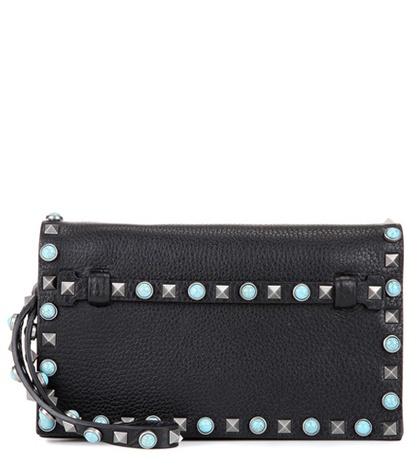 Valentino Valentino Garavani Embellished Leather Clutch Bag