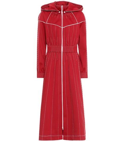 Valentino Techno Jersey Hooded Maxi Dress