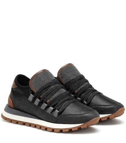Brunello Cucinelli Mesh And Suede Sneakers