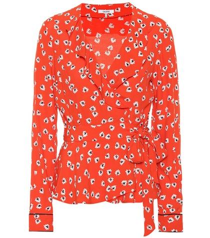Ganni Silvery Crêpe Printed Top