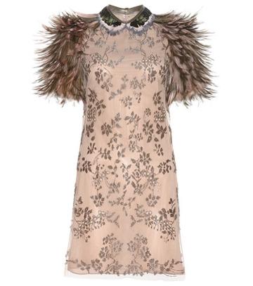 Victoria Beckham Bead-embellished Dress With Feathers