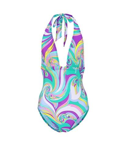 Emilio Pucci Beach Printed Halter Swimsuit