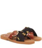Heidi Klein Leather And Fabric Slides