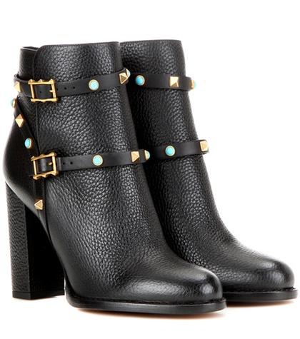 Valentino Valentino Garavani Rockstud Rolling Leather Ankle Boots