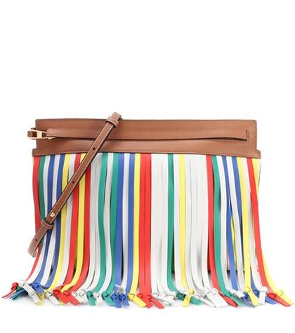 The Row T Pouch Fringes Leather Crossbody Bag