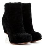 Fendi Fur Wedge Ankle Boots