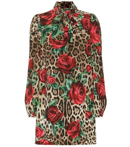 Dolce & Gabbana Printed Stretch Silk Minidress