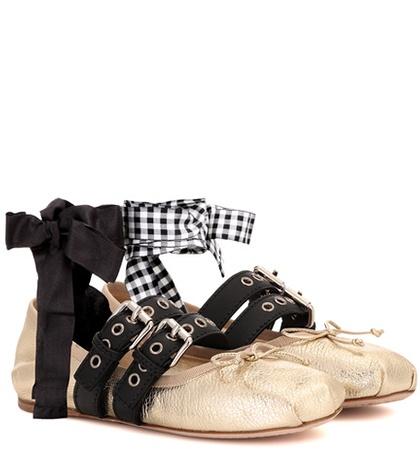 Miu Miu Leather Ballerina Shoes