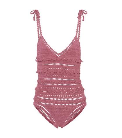 She Made Me Amira Crocheted Cotton Swimsuit