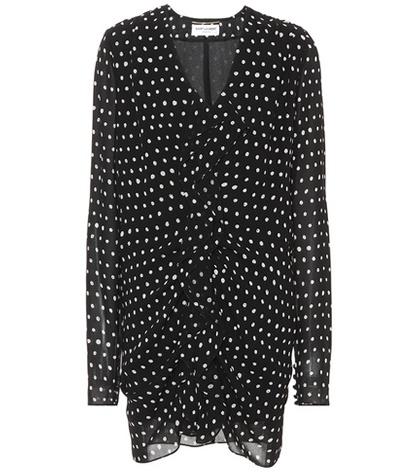 Saint Laurent Polka-dot Crêpe Minidress