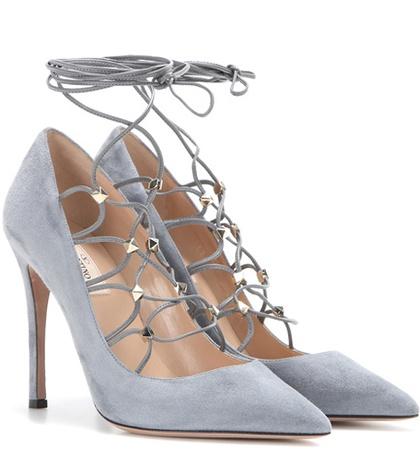Valentino Valentino Garavani Rockstud Suede Lace-up Pumps