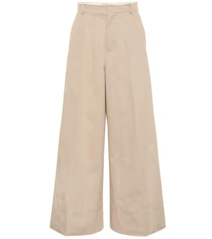 Self-portrait High-rise Cotton And Linen Pants