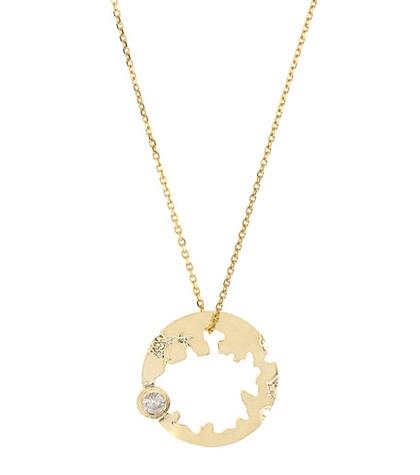 Wasson Fine Round Crater 14kt Gold Necklace With Diamond