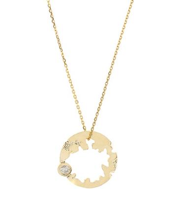 Wasson Fine Round Crater 14kt Gold Necklace With Diamond