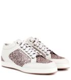 Jimmy Choo Miami Leather And Glitter Sneakers