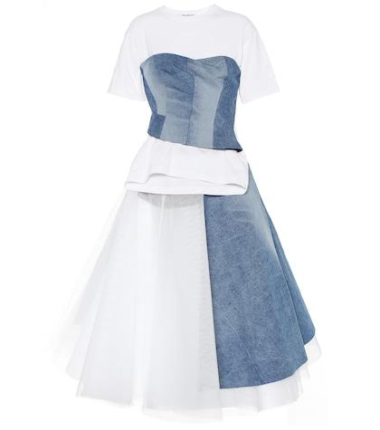 Junya Watanabe Denim And Tulle Midi Dress