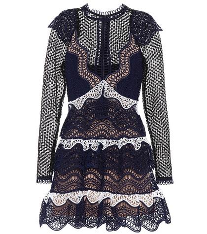 Self-portrait Wave Guipure Minidress