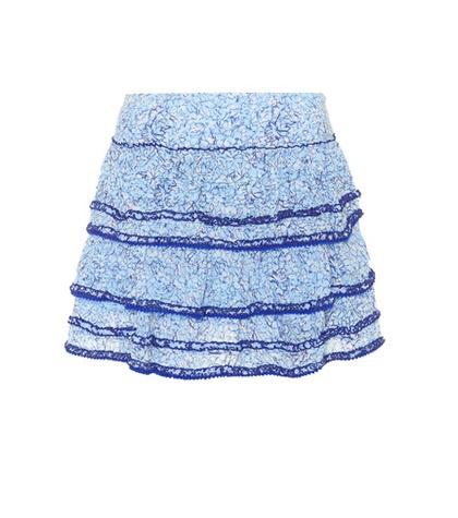 Poupette St Barth Bibi Floral-printed Tiered Skirt