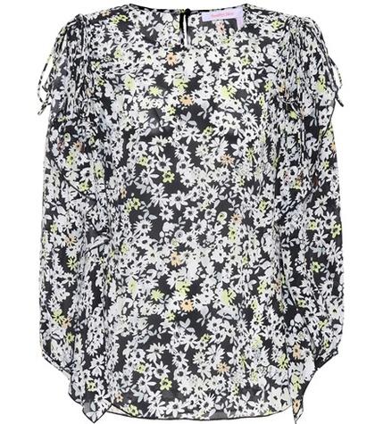 Burberry Floral-printed Silk-blend Top