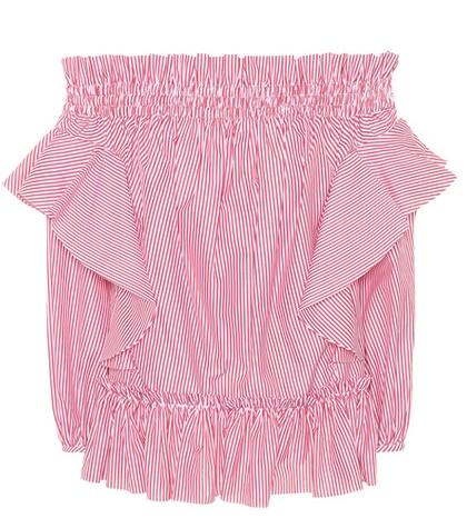 Alexander Mcqueen Striped Off-the-shoulder Cotton Top