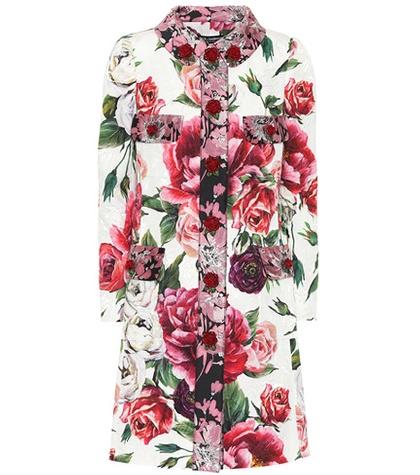 Dolce & Gabbana Embellished Floral-printed Coat