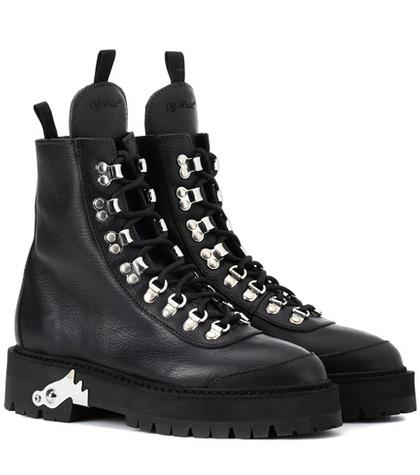 Off-white Leather Hiking Boots
