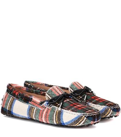 Tod's Gommino Checked Calf Hair Loafers