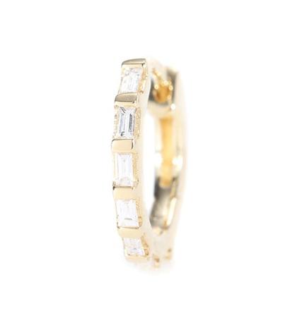 Stone Paris Mini Créole Baguette 18kt Yellow Gold Hoop Earring With White Diamonds