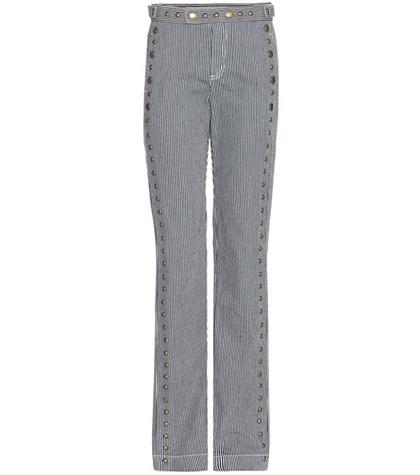 Chlo Rivet-embellished Striped Cotton Trousers