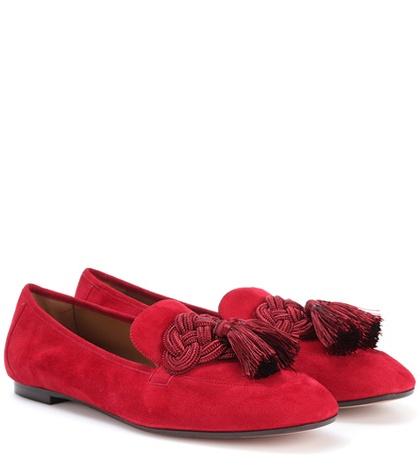 Aquazzura Embellished Suede Loafers