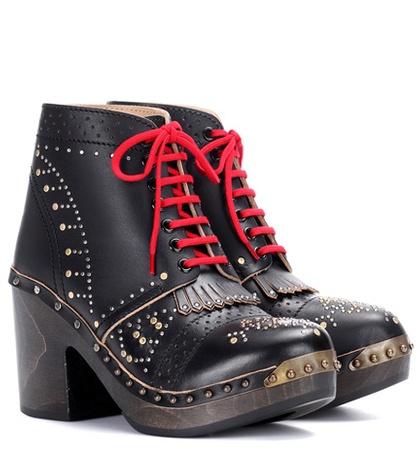 Burberry Embellished Leather Ankle Boots