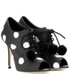 Dolce & Gabbana Polka-dotted Peep-toe Ankle Boots