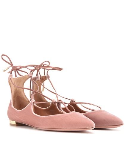 Aquazzura Christy Flat Velvet Ballerinas