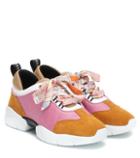 Emilio Pucci Embossed Mesh And Suede Sneakers
