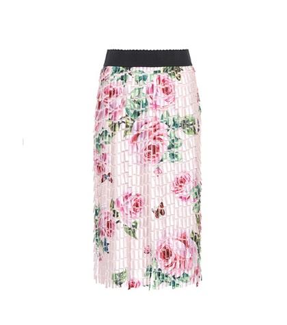Dolce & Gabbana Rose-printed Fringe Skirt