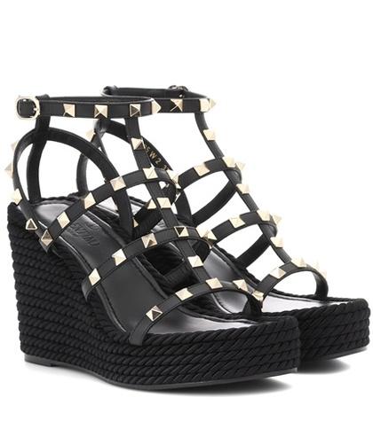Nicholas Kirkwood Valentino Garavani Torchon Leather Wedge Sandals