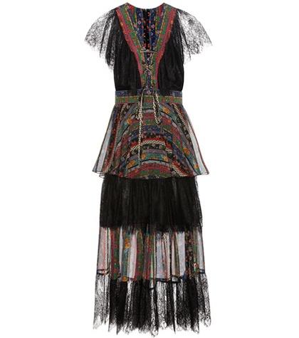 Roland Mouret Lace And Printed Silk Dress